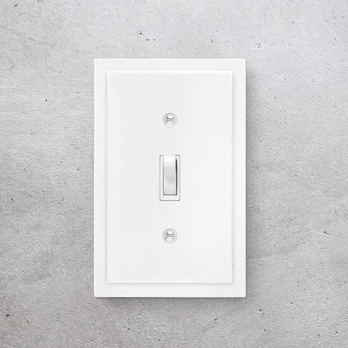 Modern Edge Decorative Wall Plate Switch Plate Outlet Cover, Durable Solid Zinc Alloy (Single Toggle 2PK, White)