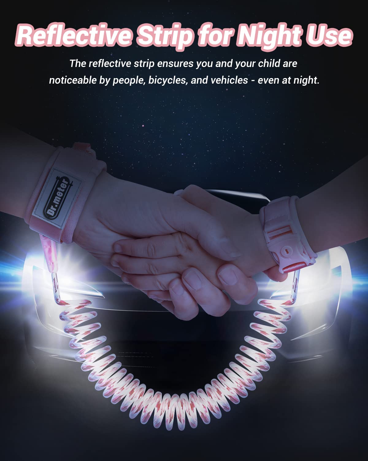 Dr.meter Kids Leash for Toddler, Reflective Anti Lost Wrist Link with Key & Lock, 8.2ft Safety Wristband Child Walking Harness for Supermarket Mall Airport Amusement Park Zoo Outdoor