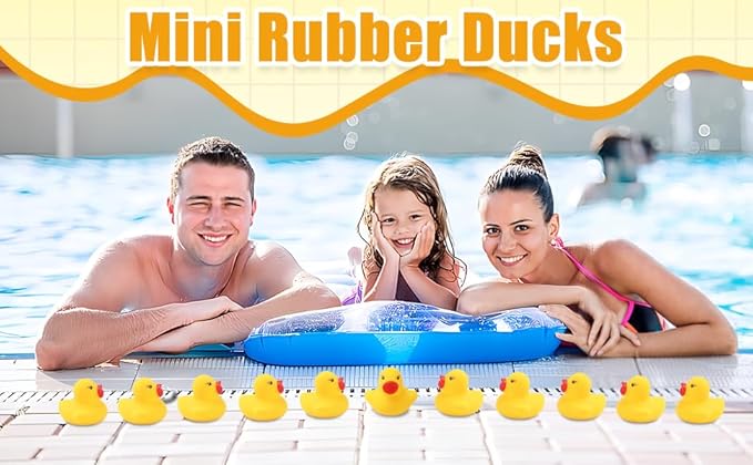 60PCS Rubber Duck - Bath Toys - Pool Toys - Mini Ducks Bulk for Kids Baby Shower Decorations Birthday Party Favors Gift Classroom Summer Beach Pool Activity Carnival Game (Yellow)