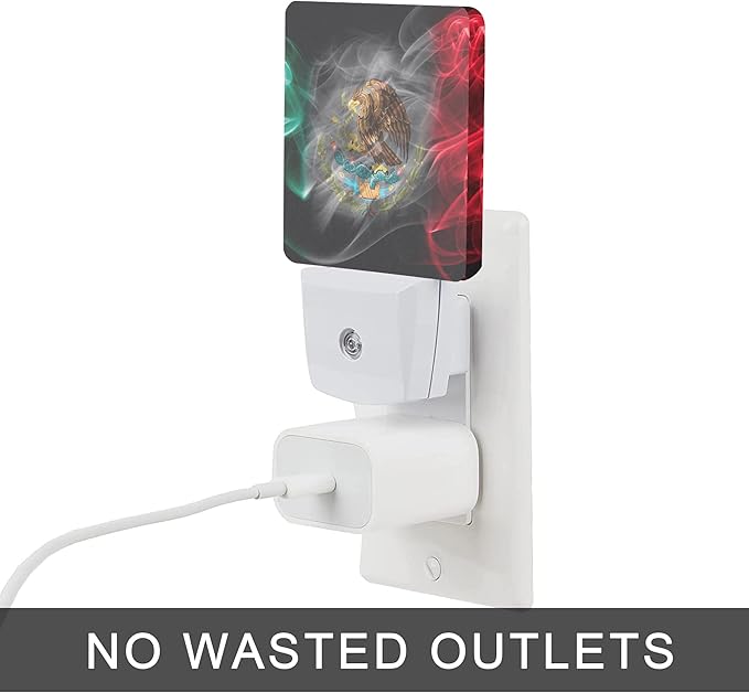 Mexico Smoke Flag Night Light,Night Lights 0.5W Sleep Friendly for Boys Girls Led Night Light Dusk to Dawn Sensor Nightlight for Stairway/Hallway/Bedroom