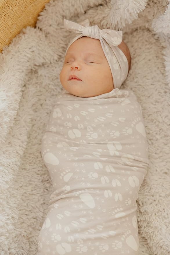 Copper Pearl Baby Swaddle Blanket - Premium Knit Baby Blanket, Large Soft Stretchy Receiving Blankets for Baby Boy and Girl, Swaddles for Newborn, Infant, and Toddler (Tracker)