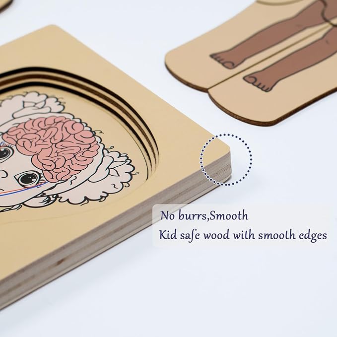 My Body Parts Puzzle for Toddlers Kids African Girl Montessori Wooden Anatomy Puzzle 3-5 Years Old Preschool Learning Game Human Body Cognitive Toys