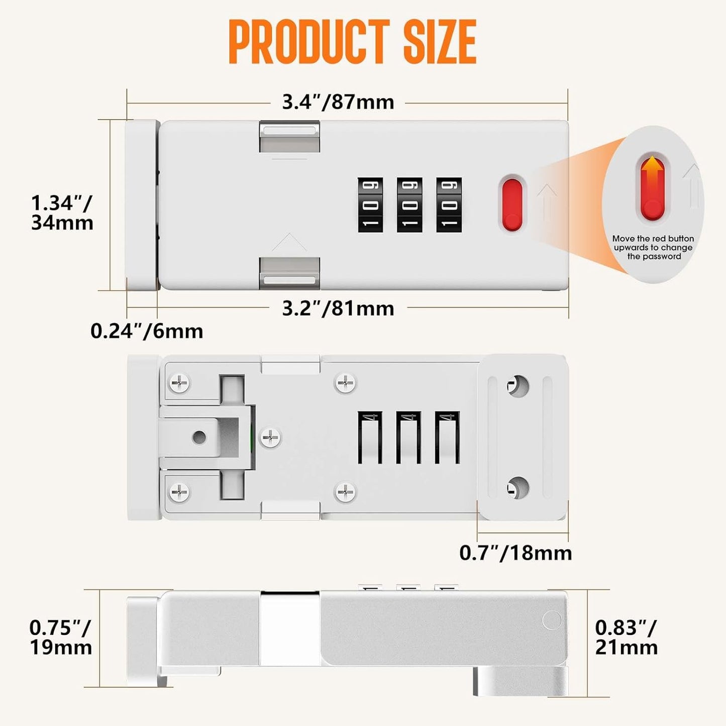 Keyless Cabinet Lock,Cabinet Password Locks with Luminous,3-Digit Combination Door Lock for Drawers, Barn Door, Bathroom, Outdoor, Closet, Fence,Protect Privacy(1PCS,White)