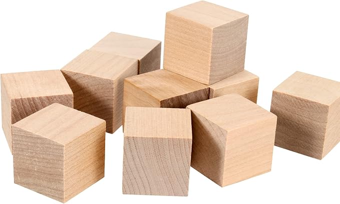200 PCS 1 x 1 x 1 Inch Wooden Cubes, 2.5cm Unfinished Square Wooden Blocks, Smooth Blank Wood Blocks for Crafts, Painting DIY Projects