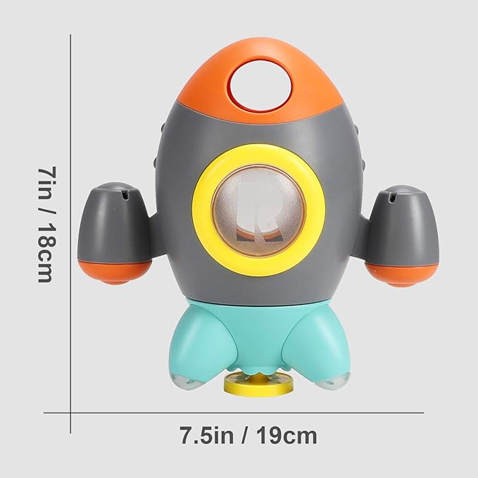 Baby Bath Toys, Space Rocket Shape Bathtub Toys for Toddlers, Spray Water Toys w/ Rotating Fountain, Bathroom Shower Toys for Infants Aged 18 Months 2 3 4 5 Years Old Kids Girls Boys