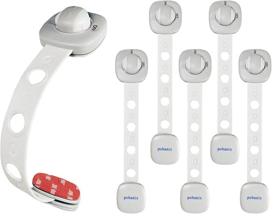 Baby Proof Cabinet Locks - No Drill Safety Latches for Oven, Dishwasher & Drawers, Adjustable 2-15cm,childproofing safety equipment 3M Adhesive - Rental Friendly (Grey, 6 Pack)