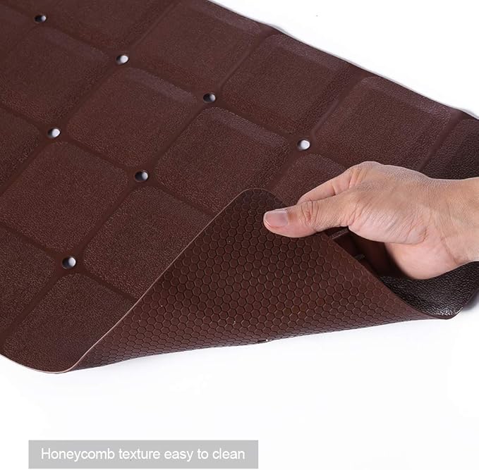 Foldable Non Slip Silicon Bath Mat Bathtub mat no Suction Cups for Textured Tub and Reglazed Tub (Chocolate, 28-inch x 14-inch)