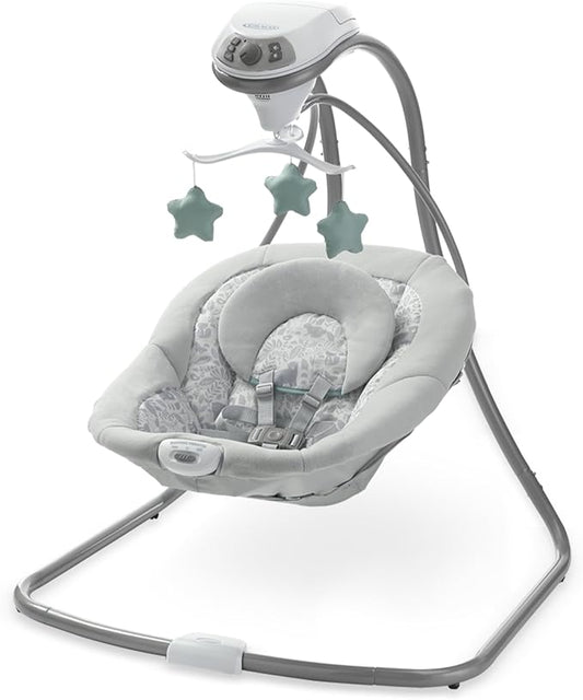 Graco Simple Sway Baby Swing, Side‑to‑Side Motion, Infant Swing with 6 Speeds, Vibration, Ivy