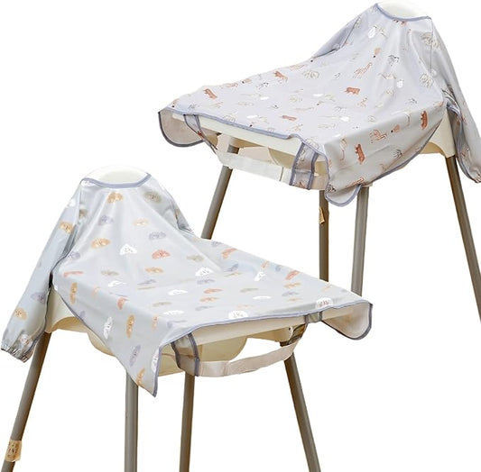 Happy Flute Long Sleeve Baby Bib-Mess Proof Baby Feeding Bibs with Adjustable Design for Babies during Eating or Highchair