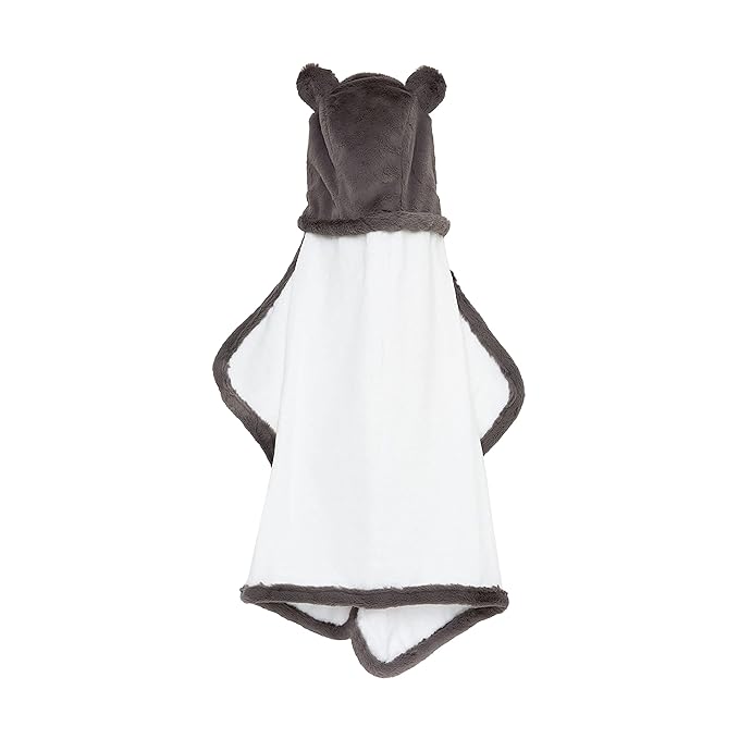 Little Giraffe Luxe Baby Towel with Ears, 24" x 41", Charcoal