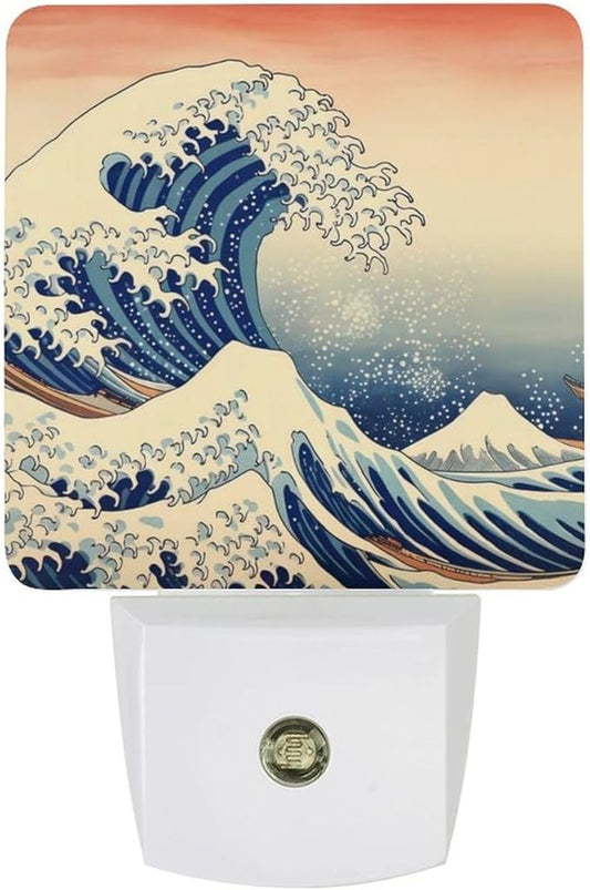 Ocean Waves Night Light, Plug into Wall Decor Nightlights for Bedroom, Bathroom, Hallway, Kitchen, with Dusk to Dawn Light Auto Sensors LED Night Lights for Boys Girls Women Men Room Gifts