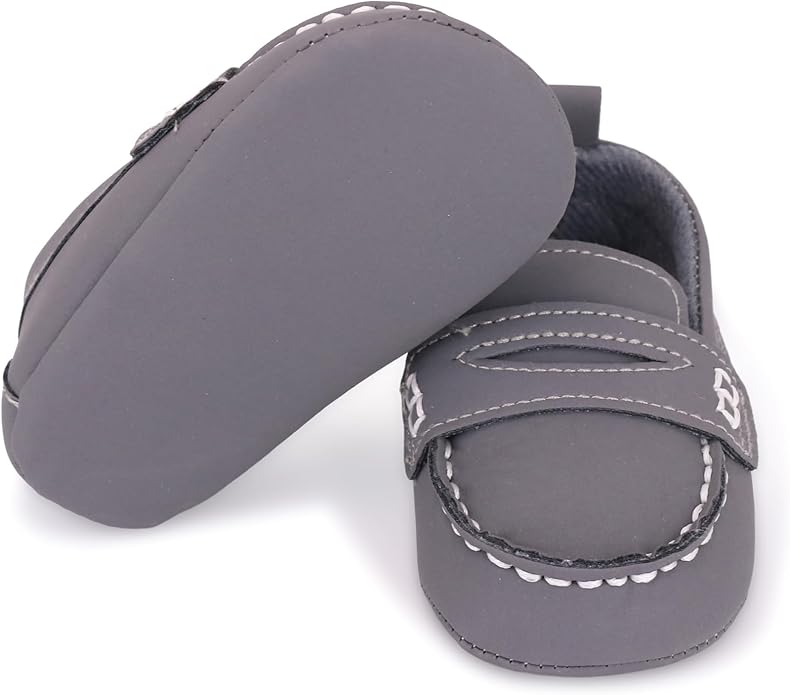 LONSOEN Baby Girls Boys Loafers Prewalker Dress Crib Shoes