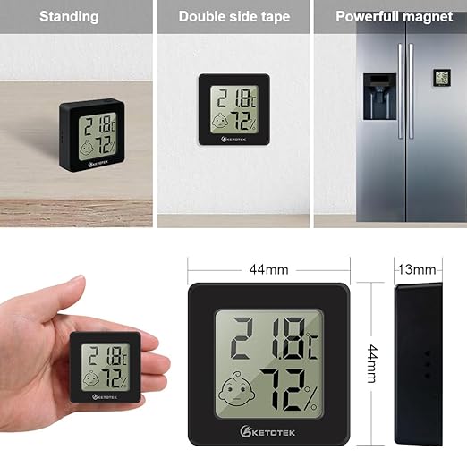 KETOTEK 5 Pack Digital Hygrometer Indoor Thermometer Mini Temperature and Humidity Monitor with Comfort Indicator for House Baby Room Office