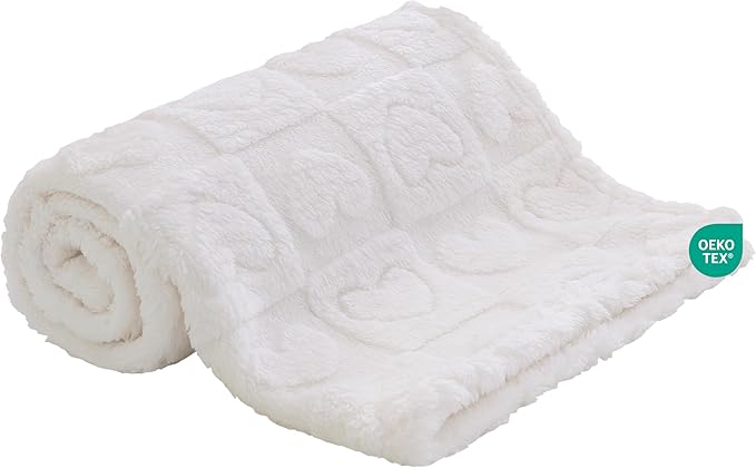 Soft Cozy Fleece Baby Blanket Heart Checkered Pattern Fluffy Plush Receiving Blanket for Newborn Infant Toddler, Warm Crib Stroller Blanket for Boys Girls 30"x40",Light Beige