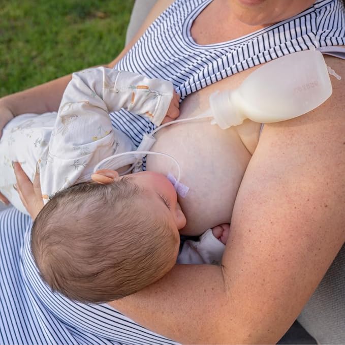 Haakaa Silicone Supplemental Feeding Tube & Pouch Set – Breastfeeding Assistance Kit for Low Supply, Latching Support, Donor or Pumped Milk – 120ml Pouch + Adjustable Flow Tube