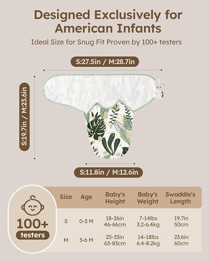 Yoofoss Baby Swaddles for Newborns 100% Organic Cotton, Adjustable Swaddle Sleep Sack 0-3 Months Newborn Swaddle Sack, Breathable Soft(Small)