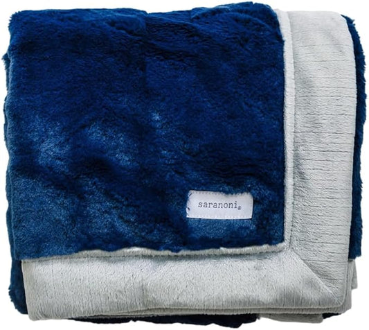 SARANONI Luxury Receiving Blankets for Babies | Ultra-Soft Lush and Boutique Quality Baby Blanket | Navy Gray - 30" x 40”