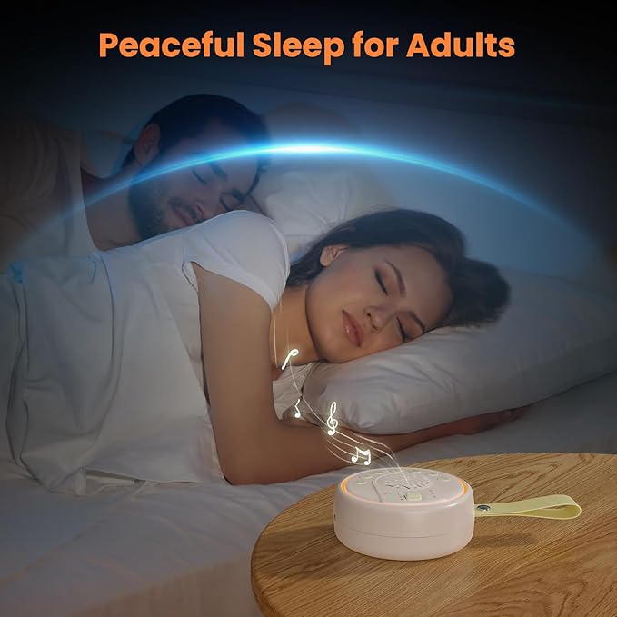 White Noise Machine Portable Sound Machine with 22 Soothing Sounds for Kids Adults, 4 Modes Night Light,3 Sleep Timer,Sound Therapy for Home Office Travel