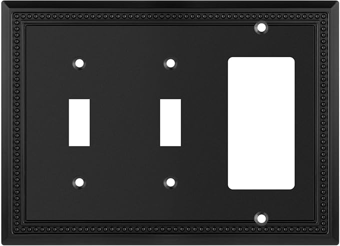 Henne Bery Sunken Pearls Heavy Duty Decorative Wall Plate Switch Plate Outlet Cover (Double Toggle/Single Decorator, Matte Black)