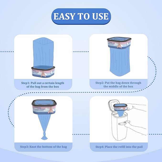 6 Pack Jumbo Square Bags Refill Compatible with Diaper Genie Compact, Select Pails (Not Fit CLASSIC), Disposal Bag Refills with Continuous Film, Hold Up to 810 Newborn-Sized Diapers