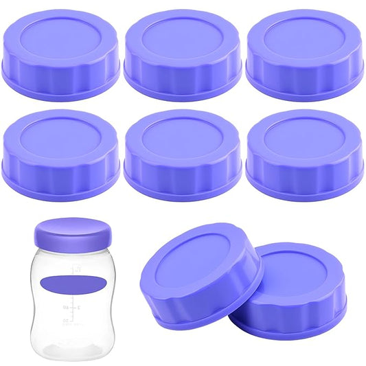 8 Pcs Baby Bottle Caps Compatible with Pigeon & Lansinoh Bottles Travel & Storage Lids Replacement Built-in Silicone Seal Leak-Proof (Purple)