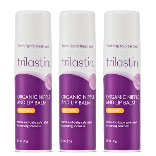 TriLASTIN Vitamin-Infused Nipple and Lip Balm | Breastfeeding Essentials | Lanolin-Free Nipple Cream | Nipple Butter | Postpartum Must-Haves