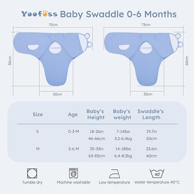 Yoofoss Baby Swaddles for Newborns 100% Organic Cotton, Adjustable Swaddle Sleep Sack 0-3 Months Newborn Swaddle Sack, Breathable Soft(Small)