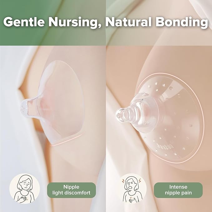haakaa Nipple Shield Combo for Breastfeeding Newborn, Silicone Nipple Shield for Breastfeeding Difficulties, with Carry Case, Round Base & 24mm Ultra-Thin, 2pc