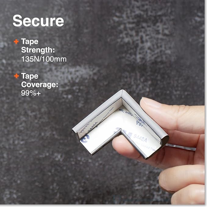 Roving Cove Slimfit Corner Protector for Baby Proofing (8 Small Corners), Soft Rubber Foam Furniture Safety Bumper Guards, 3M Adhesive Pre-Taped, Stone Grey