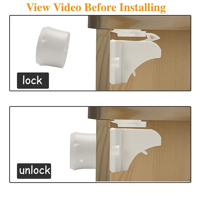 Vmaisi Adhesive Magnetic Cabinet Locks for Babies (8 Locks and 2 Keys)