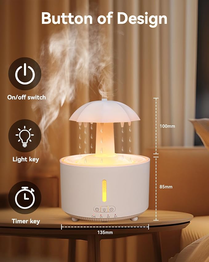 Missfly Aromatherapy Diffuser,Clouds and Cool Mist Humidifier,360° Rotatable,Super Quiet, Easy to Fill & Clean, Auto Shut-Off,300ml Essential Oil Diffuser for Bedroom Home and Office (White)