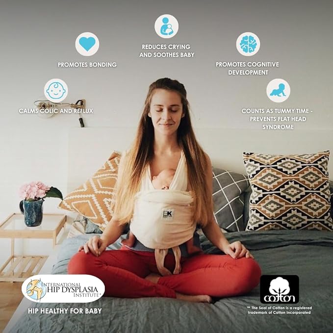 Organic Baby K'tan Baby Carrier 100% GOTS Certified Cotton: #1 Easy Pre-Wrapped 5 in 1 Baby Sling | Ready to Wear | Pillowy Soft Hands Free Infant Wrap | Newborn to Toddler up to 35lb (See Size Chart)