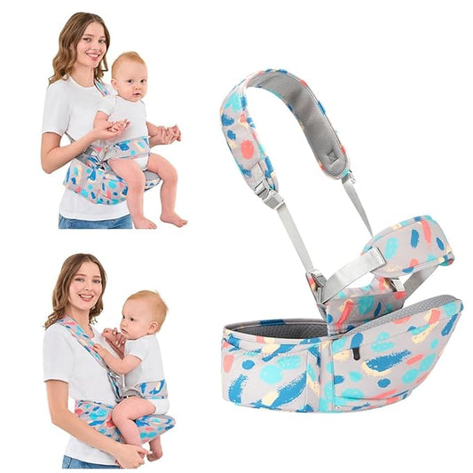 Baby Hip Seat Carrier Baby Waist Stool for Child Infant Toddler with Adjustable Strap Buckle Pocket Soft Inner Huge Storage,Light Grey
