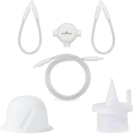 BabyBuddha Breast Pump Accessories, 10 Piece Triple Bundle for Electric Breast Milk Pump, Includes 2 Silicone Diaphragms, 4 Duckbill Valves, 4 Replacement Tubes, Compatible Spare Parts for Daily Use