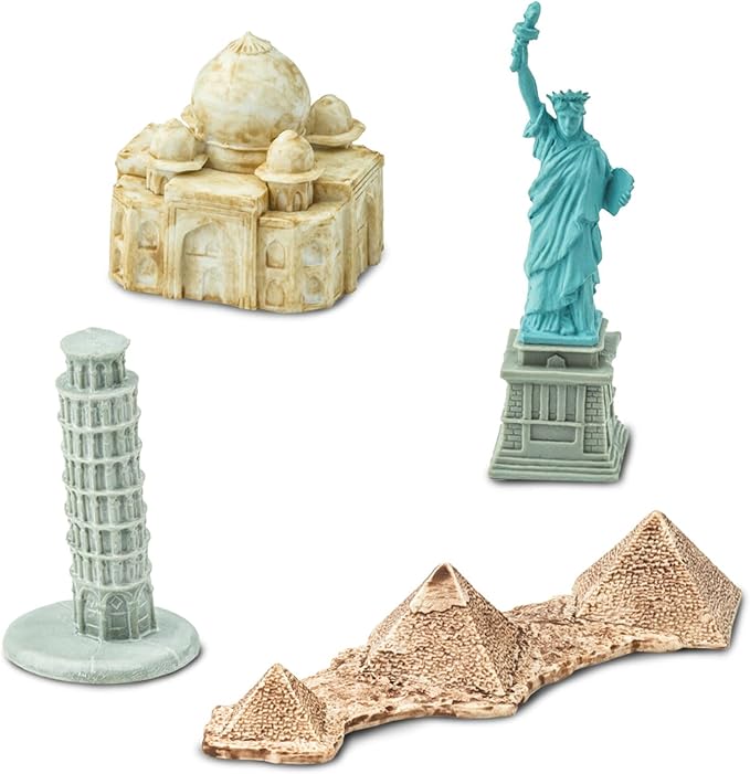 Safari Ltd. Around The World TOOB - 10 Figurines: Leaning Tower of Pisa, Eiffel Tower, Taj Mahal, Statue of Liberty, Giza Pyramids, & More - Educational Toy Figures For Boys, Girls & Kids Ages 3+