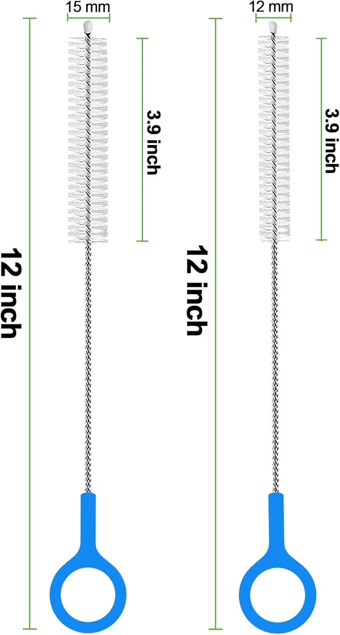 Straw Cleaner Brush Extra Long 12 Inch, Straw Brush Cleaner with Steel Wire 3mm Thick, Straw Cleaning Brush with Big Circular Handle for Cleaning Stanley Cup, Water Bottle, Straws, Sippy Cups 6-Pack
