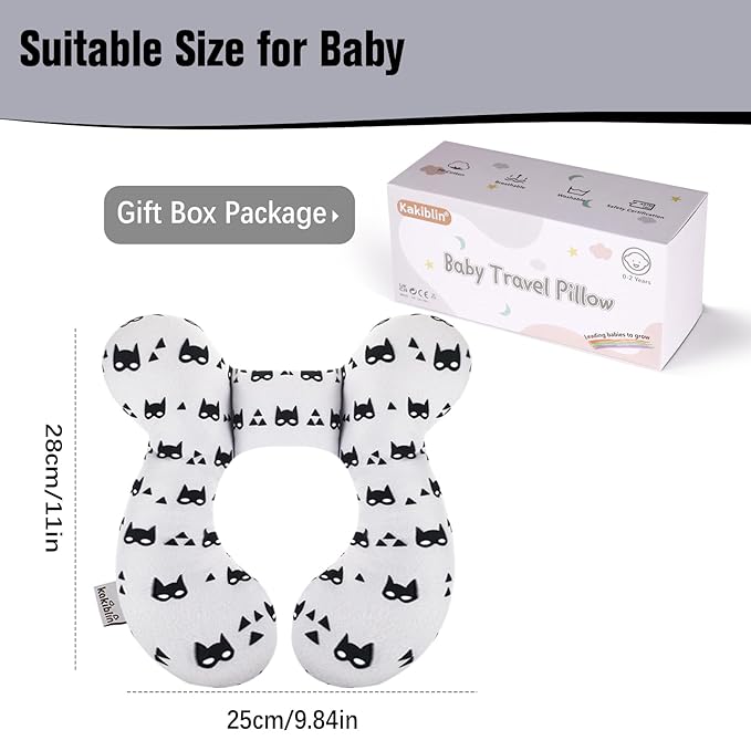 KAKIBLIN Baby Travel Pillow for Head and Neck, Upgraded Baby Support Pillow, Baby Neck Pillows for Car Seat,Pushchair,Travel, Grey