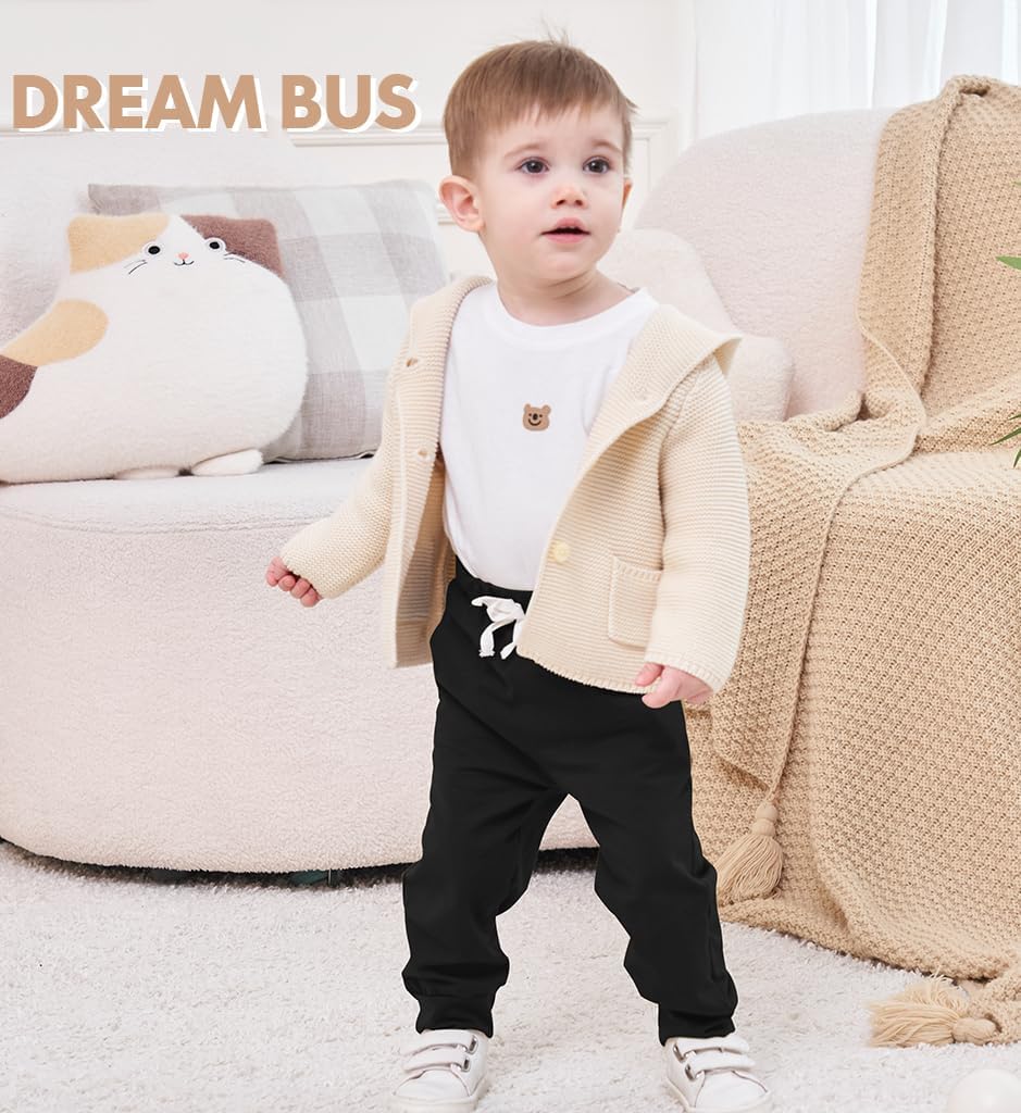 DREAM BUS Pack of 3 Toddler Jogger Pants with Pocket Toddler Boy Sweatpants Baby Boy Pants Infant Newborn Leggings