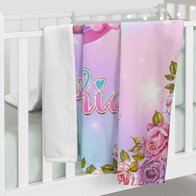 Ship Next Day,Personalized Baby Blanket for Girls Custom Birthday Blanket with Name Soft Butterfly Flower Pattern Personalized Name Blankets for Kids Daughter Granddaughter Friends on Birthday