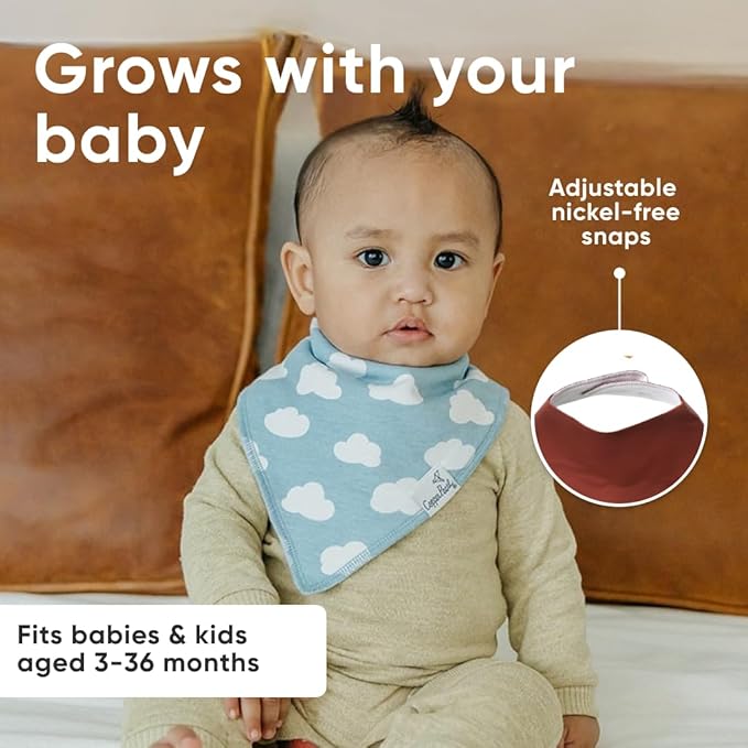 Copper Pearl 4 Pack Soft Cotton Baby Bibs for Drooling and Teething, Absorbent Drool Bibs for Baby Girl and Boy, Adjustable to Fit Newborns to Toddlers, Tons of Styles (Farmstead)