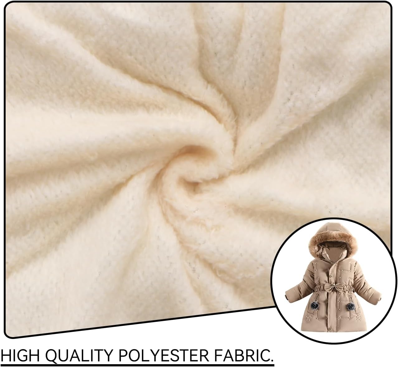 Girls Winter Dress Coats Faux Fur Hooded Fleece Jackets Waterproof Parka Outwear