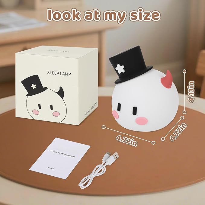 Monster Night Light for Kids Lamp, 8 Color Changing Dimmable Timer Bedside Night Lights, Squishy Silicone Lamp for Boys Girls Baby, Rechargeable Nursery Lamp for Toddler