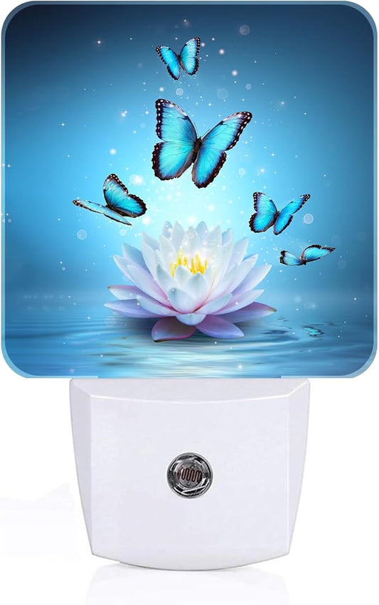 Zen Lotus and Butterfly Night Light,Plug Into Wall with Dusk to Dawn Light Sensors, Warm Nightlights for Bedroom, Bathroom, Hallway, Kitchen, Gifts Ideal for Boys Girls Women Men