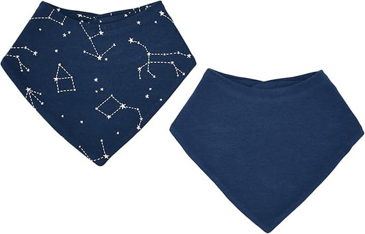 Woolino Merino Wool Baby Bibs - Highly Absorbent Bandana Bib with Cotton Outer Layer and Merino Wool Inner Layer - Pack of 2