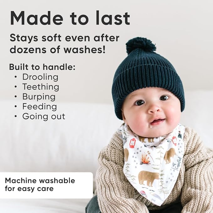 Copper Pearl 4 Pack Soft Cotton Baby Bibs for Drooling and Teething, Absorbent Drool Bibs for Baby Girl and Boy, Adjustable to Fit Newborns to Toddlers, Tons of Styles (Lumberjack)