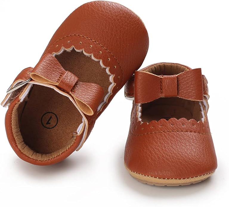 COSANKIM Baby Girls Mary Jane Flats Shoes Anti-Slip Rubber Sole Infant Toddler Princess Wedding Dress Shoes