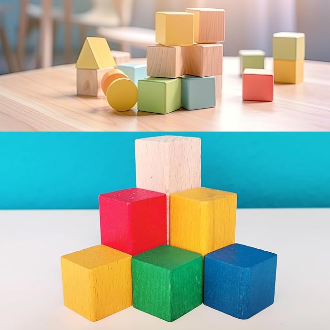 Unfinished Wooden Cubes,Pack of 50 Wood Blocks for Crafting,1 Inch Wood Square Blocks for Crafts Making & DIY Projects & Decor