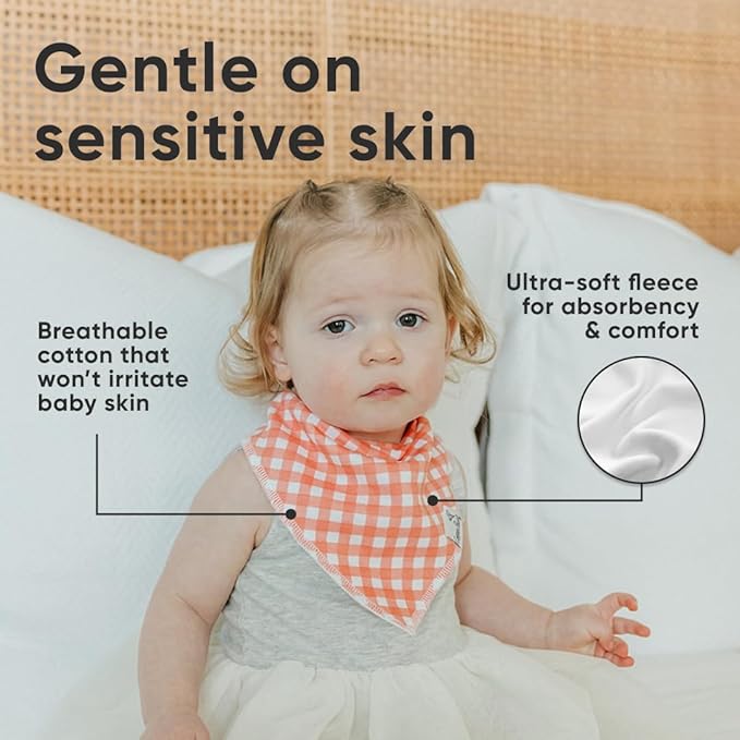 Copper Pearl 4 Pack Soft Cotton Baby Bibs for Drooling and Teething, Absorbent Drool Bibs for Baby Girl and Boy, Adjustable to Fit Newborns to Toddlers, Tons of Styles (Goosie)