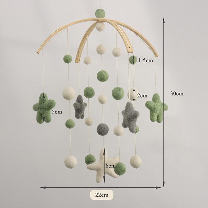 Baby Mobile for Crib - Crib Mobile for Girls, Boys - Mobile for Bassinet, Pack N Play - Boho Crib Mobile - Felt Ball Mobile - Gender Neutral Baby Mobile - Boho Nursery Decor