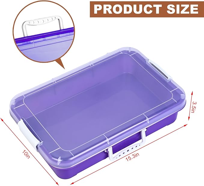 Madzee Plastic Activity Tray with lid for Slime, Beads, Sand and Sensory Toys – 15 Inches (Purple)